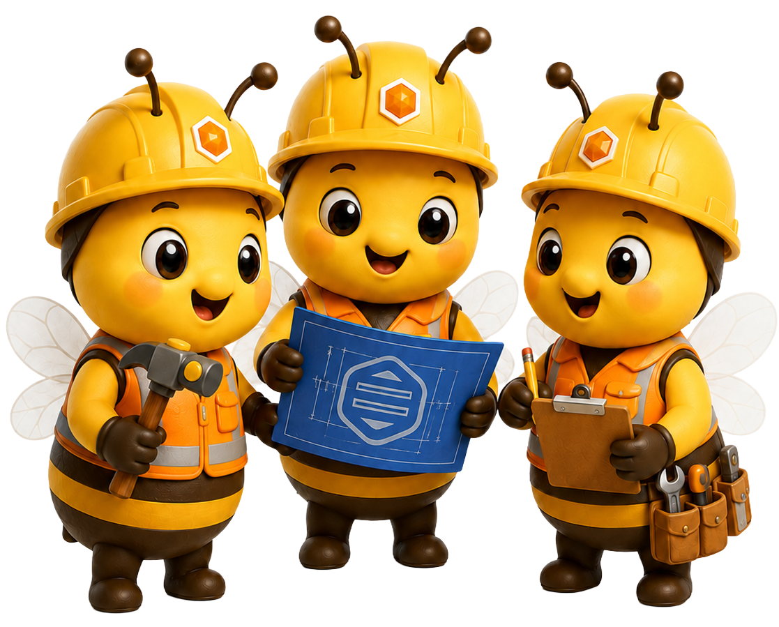 Worker bees constructing a honeycomb